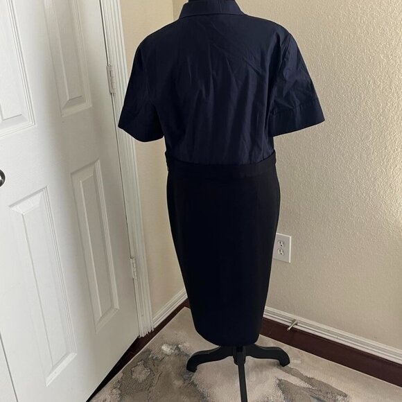 TORY BURCH Navy & Black Cotton & Wool Blend Dress Style#30142410 Sz.XL - Picture 4 of 13